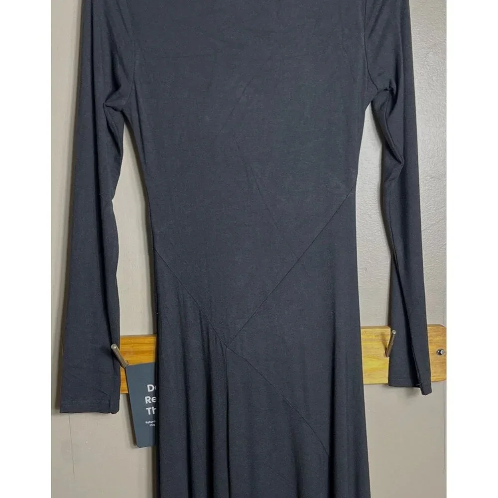 NWT Lulus Mock Neck Dress Maxi Rayon Jersey Versatile Dark Feminine Winter Wm XS - Picture 7 of 7